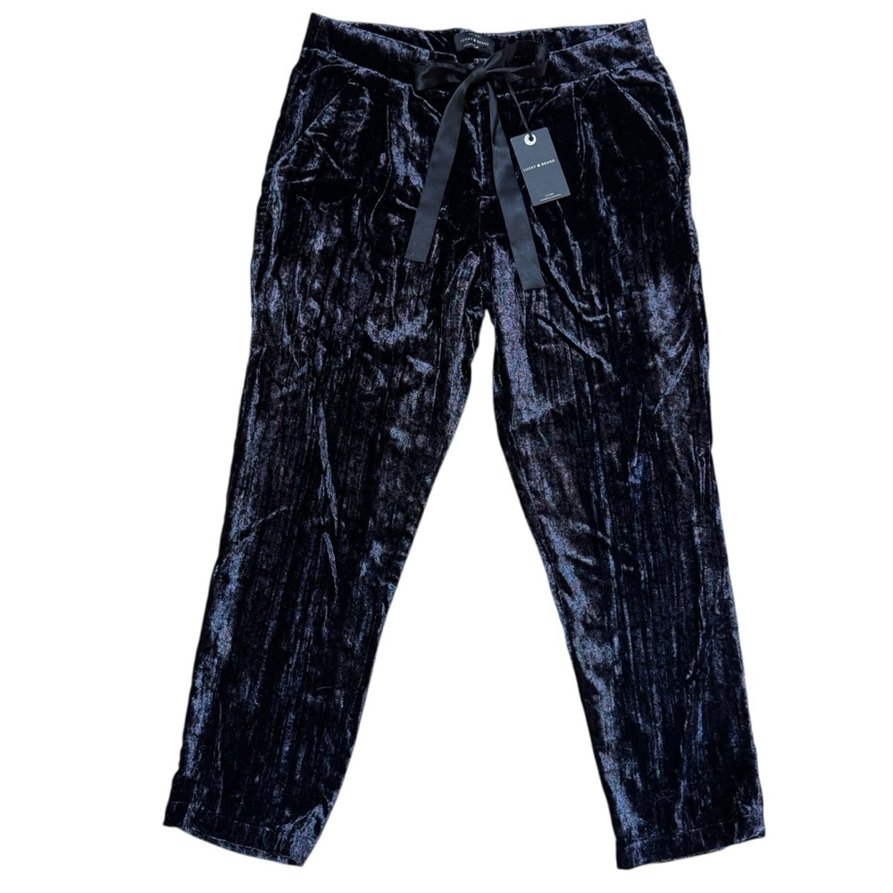 LUCKY BRAND Crushed Velvet Pants Dark Purple &Cropped Women’s Size 6 Whimsigoth